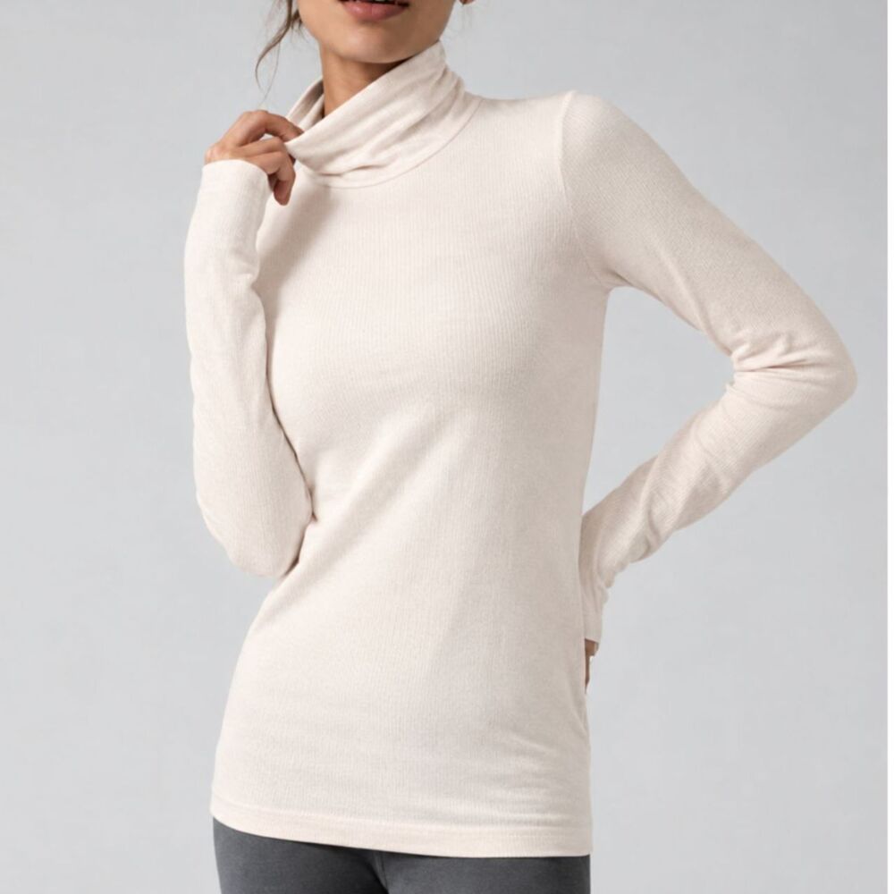 Athleta Flurry Blizzard Ribbed Pink Turtleneck XS NWOT